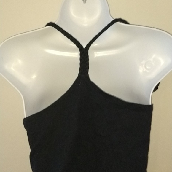 Black boho tank with ruffle bottom - Picture 5 of 7